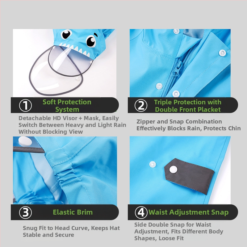 Laste ühes tükis vihmamantel poistele beebi pontšo naiste lasteaia dinosauruse vihmapüksid komplekt täiskeha vihmakindel vihmamantli partii