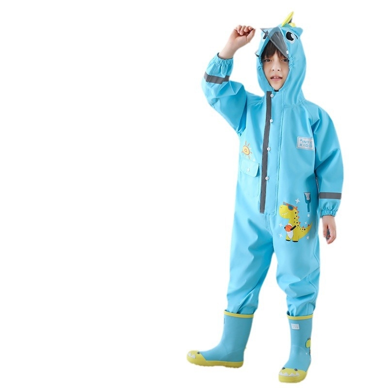 Laste ühes tükis vihmamantel poistele beebi pontšo naiste lasteaia dinosauruse vihmapüksid komplekt täiskeha vihmakindel vihmamantli partii