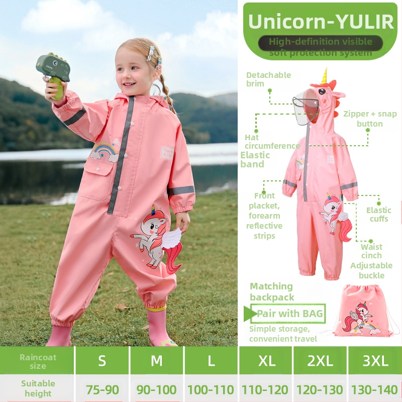 Laste ühes tükis vihmamantel poistele beebi pontšo naiste lasteaia dinosauruse vihmapüksid komplekt täiskeha vihmakindel vihmamantli partii