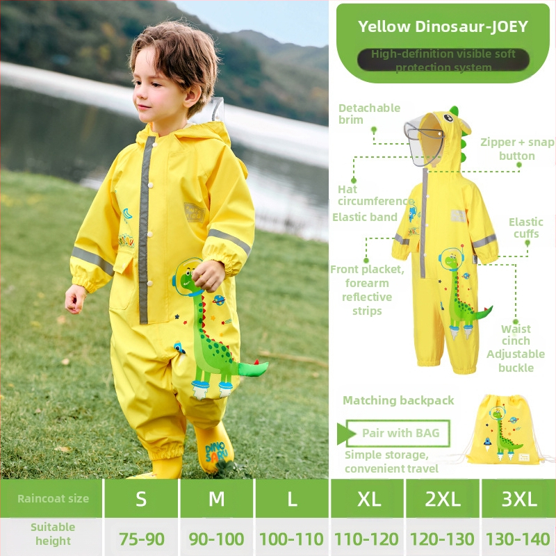 Laste ühes tükis vihmamantel poistele beebi pontšo naiste lasteaia dinosauruse vihmapüksid komplekt täiskeha vihmakindel vihmamantli partii