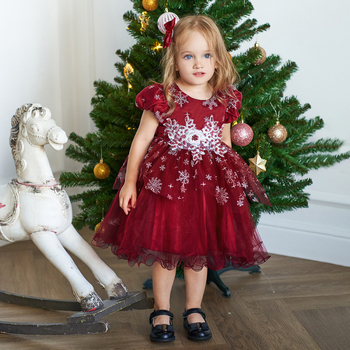 Rochie de mireasă pentru copii, rochie de prințesă, rochie cu mâneci buline pentru copii, rochie tutu, rochie cu fulg de zăpadă, rochie pentru bebeluși