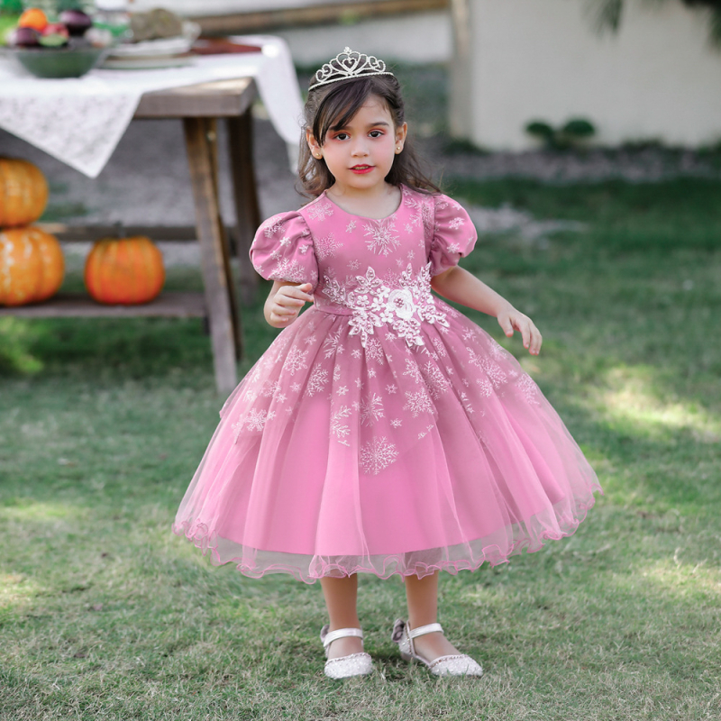 Rochie de mireasă pentru copii, rochie de prințesă, rochie cu mâneci buline pentru copii, rochie tutu, rochie cu fulg de zăpadă, rochie pentru bebeluși