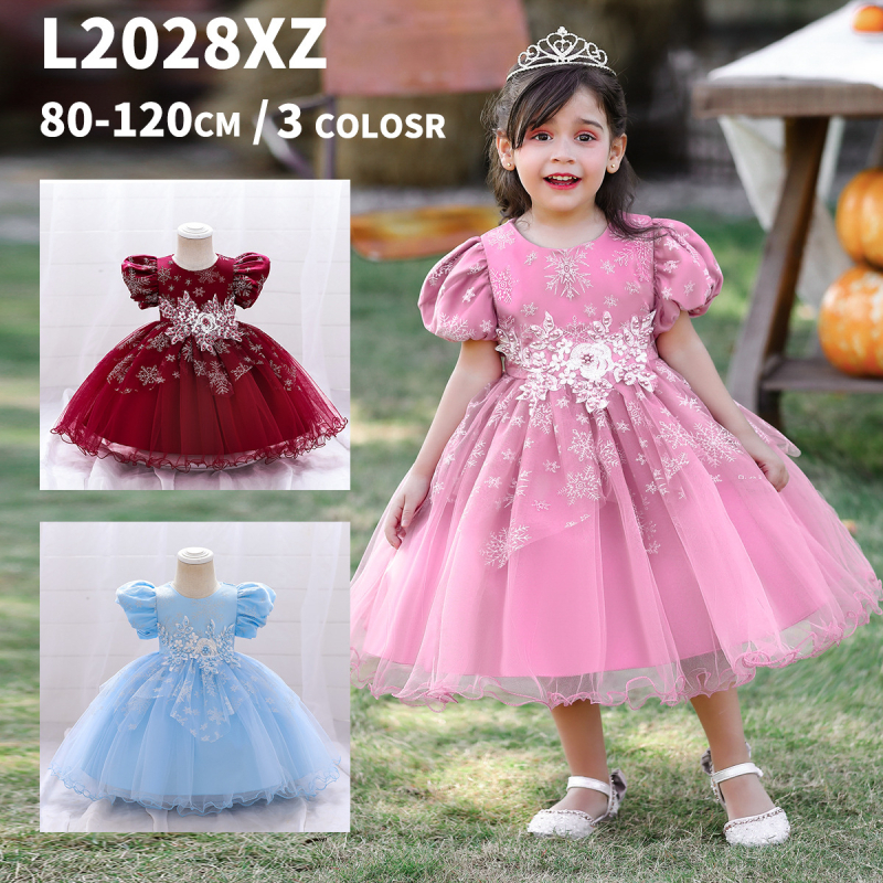 Rochie de mireasă pentru copii, rochie de prințesă, rochie cu mâneci buline pentru copii, rochie tutu, rochie cu fulg de zăpadă, rochie pentru bebeluși