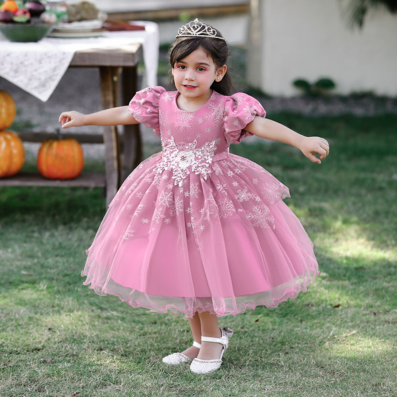 Rochie de mireasă pentru copii, rochie de prințesă, rochie cu mâneci buline pentru copii, rochie tutu, rochie cu fulg de zăpadă, rochie pentru bebeluși