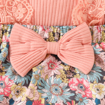 Rochie de seară pentru fete, rochie de seară cu mânecă lungă și dantelă, europene și americane, pentru fete de 0-1 an, cu fundă groapă, fustă de flori, bază