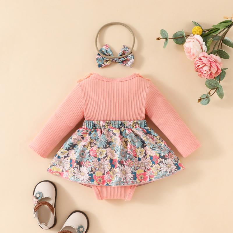 Rochie de seară pentru fete, rochie de seară cu mânecă lungă și dantelă, europene și americane, pentru fete de 0-1 an, cu fundă groapă, fustă de flori, bază