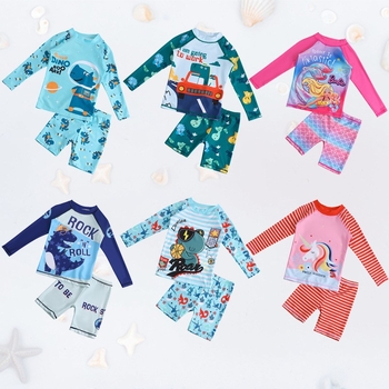 Costum de baie cu mânecă lungă, decupat, pentru băieți, de mărime medie și mare, 2024, protecție solară nouă, uscare rapidă, costum de baie cu desene animate, costum drăguț pentru fete