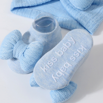 2024 Nou-născut Tricotat Bumbac-umplut Fundă Mare + Șosete Tricotate Set Bebeluși Căciulă Turban Căciulă Ins Transfrontalieră