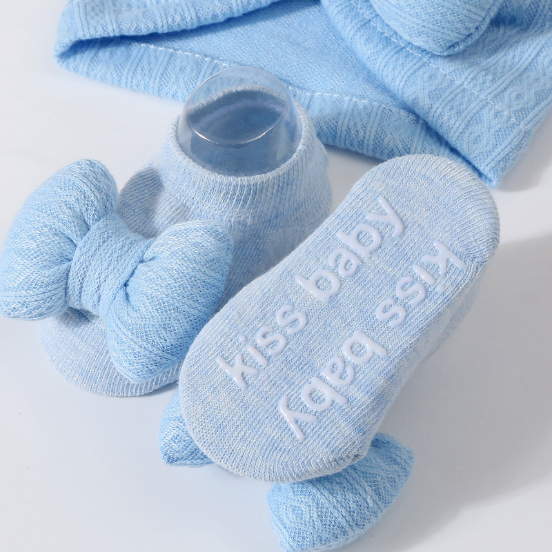 2024 Nou-născut Tricotat Bumbac-umplut Fundă Mare + Șosete Tricotate Set Bebeluși Căciulă Turban Căciulă Ins Transfrontalieră