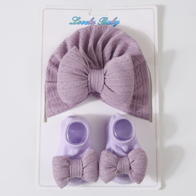 2024 Nou-născut Tricotat Bumbac-umplut Fundă Mare + Șosete Tricotate Set Bebeluși Căciulă Turban Căciulă Ins Transfrontalieră