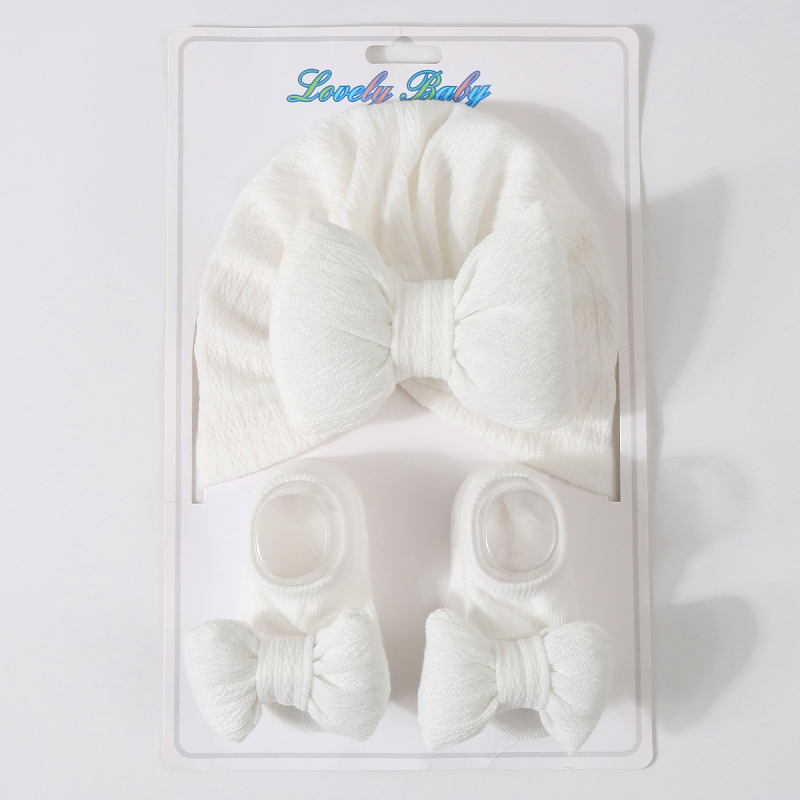 2024 Nou-născut Tricotat Bumbac-umplut Fundă Mare + Șosete Tricotate Set Bebeluși Căciulă Turban Căciulă Ins Transfrontalieră