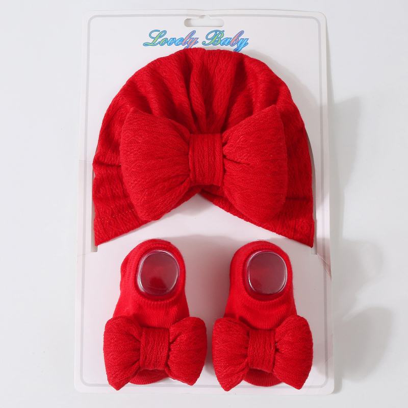 2024 Nou-născut Tricotat Bumbac-umplut Fundă Mare + Șosete Tricotate Set Bebeluși Căciulă Turban Căciulă Ins Transfrontalieră