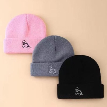 Toamna și iarna copii dinozaur lână pălărie copil tricotat pălărie desen animat copil dinozaur copil ureche protecție pălărie cald drăguț pălărie