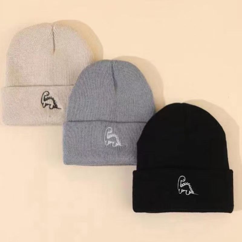 Toamna și iarna copii dinozaur lână pălărie copil tricotat pălărie desen animat copil dinozaur copil ureche protecție pălărie cald drăguț pălărie
