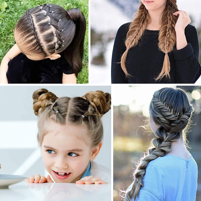 2000 vaikiškų plaukų gumyčių vienkartinė gumytė mergaitėms kūdikiams, stipriai tempiama, nenutrūkstama, maišelis su plaukų žiedu, nepažeidžia plaukų virvės