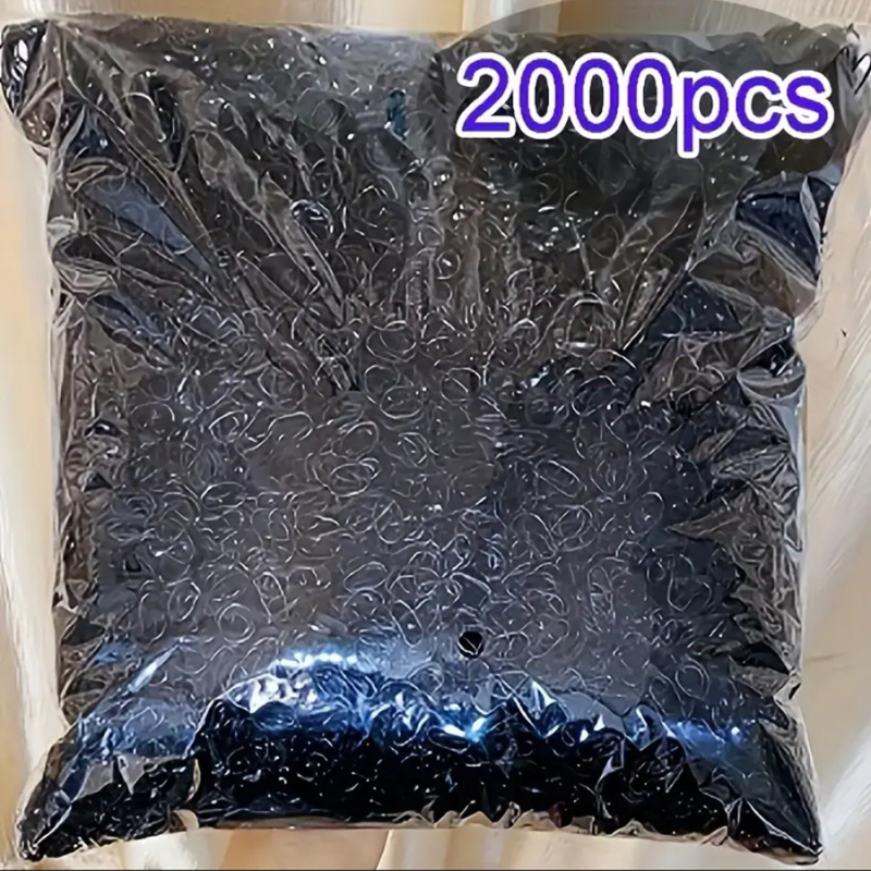 2000 vaikiškų plaukų gumyčių vienkartinė gumytė mergaitėms kūdikiams, stipriai tempiama, nenutrūkstama, maišelis su plaukų žiedu, nepažeidžia plaukų virvės