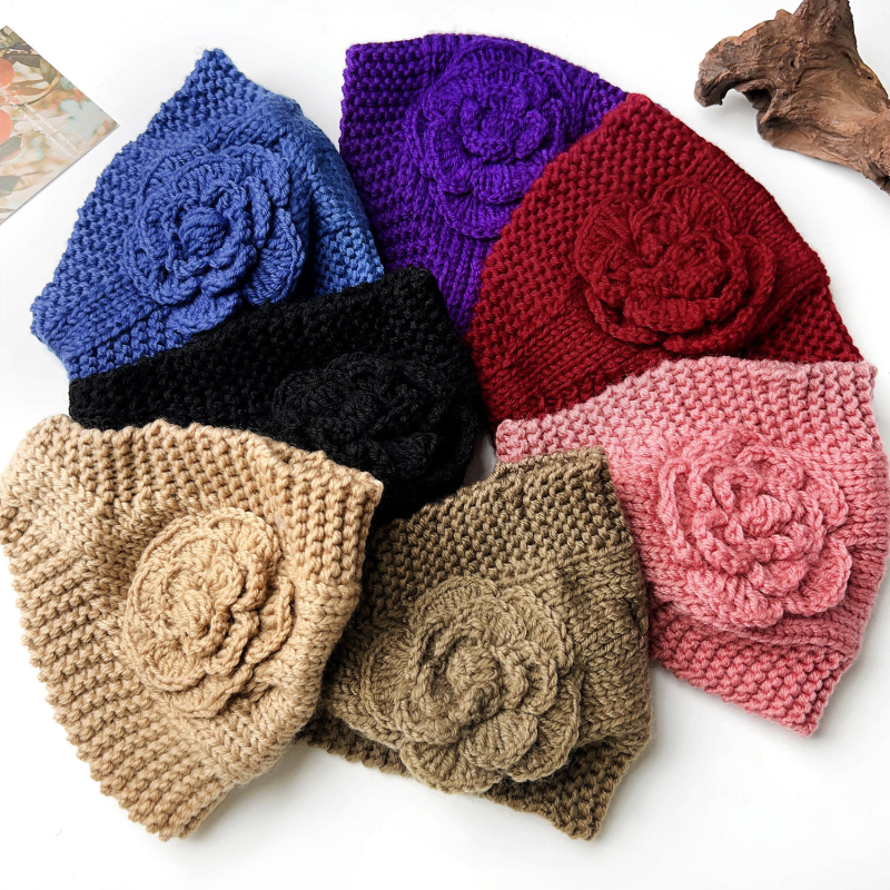 Keeratud kameeliaga kootud villast juuksevöö kõrvakaitse peakate veniv käsitöö juukseehted soe sügis- ja talvine peapael