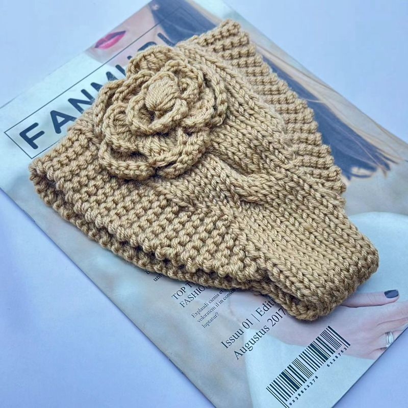 Keeratud kameeliaga kootud villast juuksevöö kõrvakaitse peakate veniv käsitöö juukseehted soe sügis- ja talvine peapael