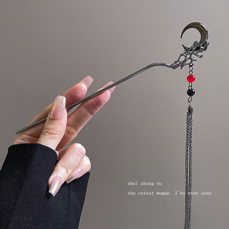 Naujas kiniško stiliaus šaunus kutais puoštas moteriškas antikvarinis, aukštos klasės plaukų segtukas su „Cheongsam Hanfu“ segtuku, padidinto aukščio galvos apdangalas