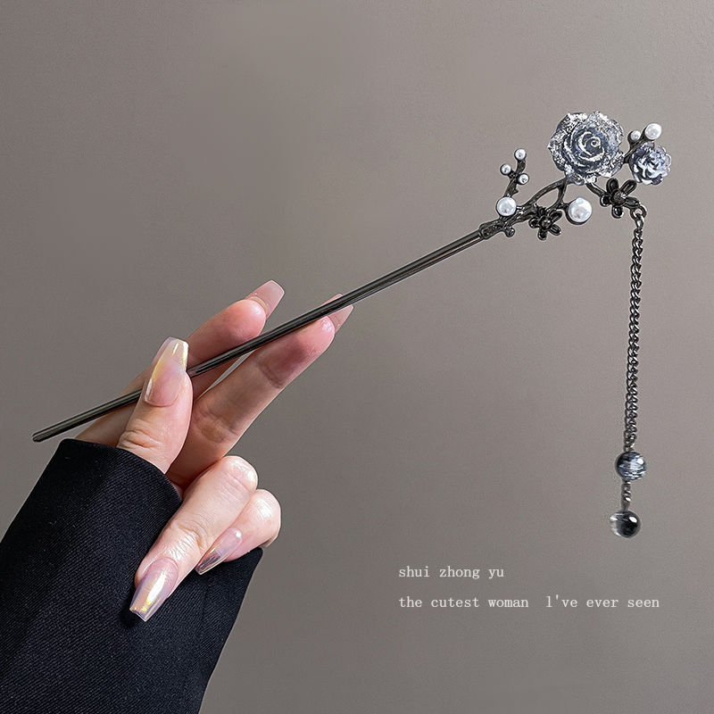 Naujas kiniško stiliaus šaunus kutais puoštas moteriškas antikvarinis, aukštos klasės plaukų segtukas su „Cheongsam Hanfu“ segtuku, padidinto aukščio galvos apdangalas