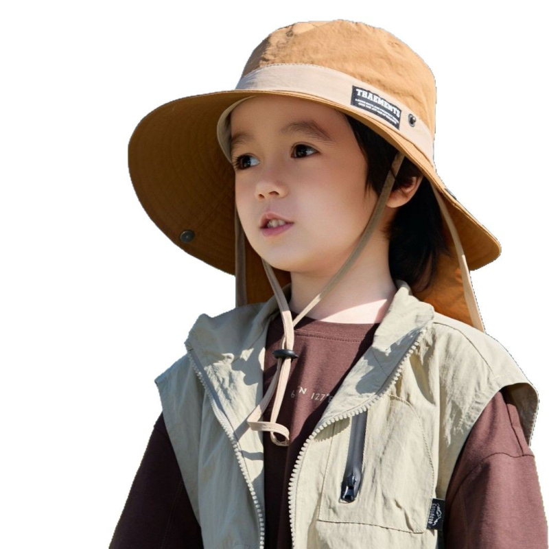Dječji šešir 2025. Proljetni i ljetni planinarski šešir s kremom za sunčanje za dječake i djevojčice, tanki prozračni dječji šešir s velikim obodom, u boji i zaštitom od sunca