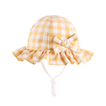 Dječji šešir iz 2024. godine, za djevojčice, kratki obod, mašna, zaštita od sunca, pamučni šešir za sunce, kupolasti ribarski šešir za zaštitu od sunca
