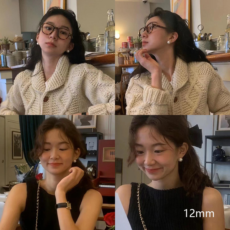 Apvalūs, stiprios šviesos karštinės formos moteriški auskarai su klasikiniais retro stiliaus „Shi Jia Pearl“ uodus atbaidančiais smilkalų lėkštelės formos auskarais be ausų skylučių