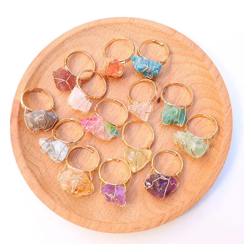 Δαχτυλίδι με φυσική πέτρα, κρύσταλλο, ρυθμιζόμενο δαχτυλίδι, αυθεντική πέτρα, αμέθυστος, ακανόνιστη πέτρα, χειροποίητο, κουρδιστό