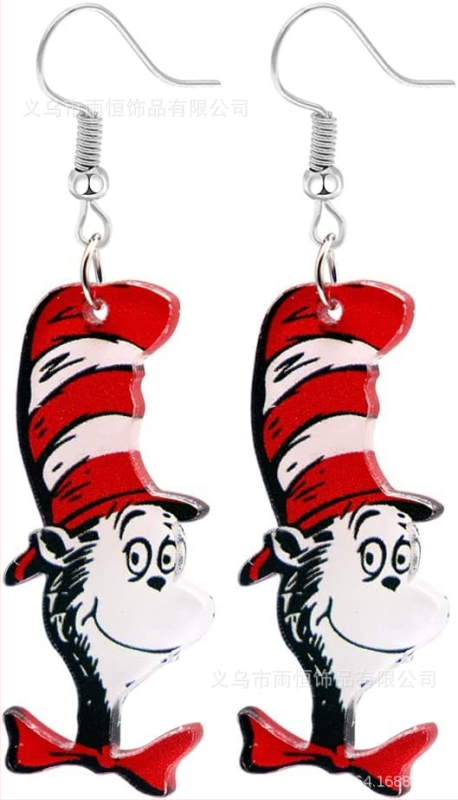 Pārrobežu radoši multfilmu ģitāras kaķa sarkanā suņa auskari dāmām un meitenēm, skolniecēm, atgriešanās skolā, skolotāja, pateicības dāvana