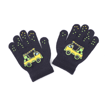 Gamintojo vaikiškos akrilinės megztos pirštinės su automobilio raštu, rudeninės ir žieminės šiltos pirštinės, didmeninė prekyba