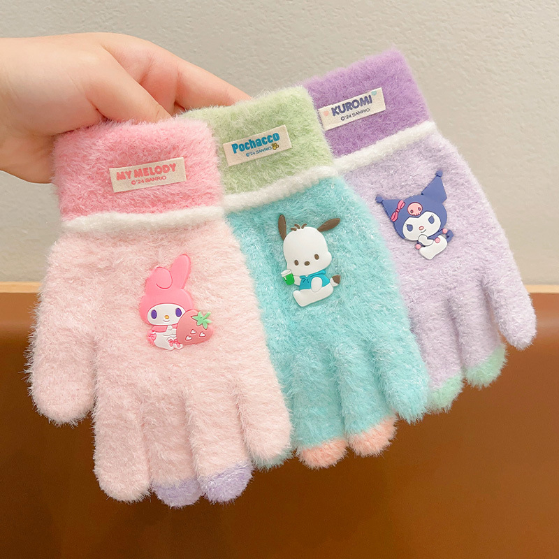 Ehtne Sanrio laste sügis- ja talvekindad poistele ja tüdrukutele, tuulekindlad, soojad, õpilastele, jalgrattasõiduks, õues kasutamiseks, külmumisvastased, viie sõrmega kindad, uued