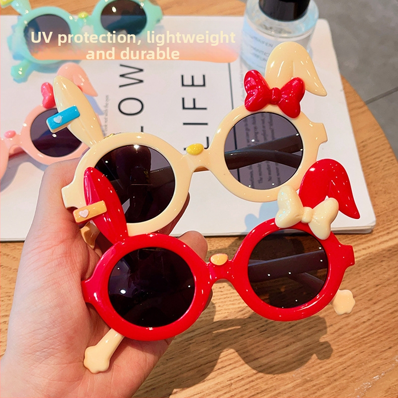 25 нови детски слънчеви очила с шарки за момичета с панделка и дълги уши, с трансгранични очила