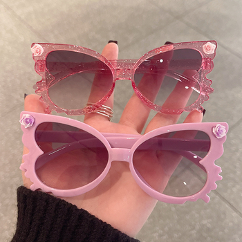 Mieli kūdikių gėlių formos akiniai nuo saulės, moteriški madingi saldainių spalvos vaikiški akiniai, madingi drugelio formos vaikiški dekoratyviniai akiniai nuo saulės