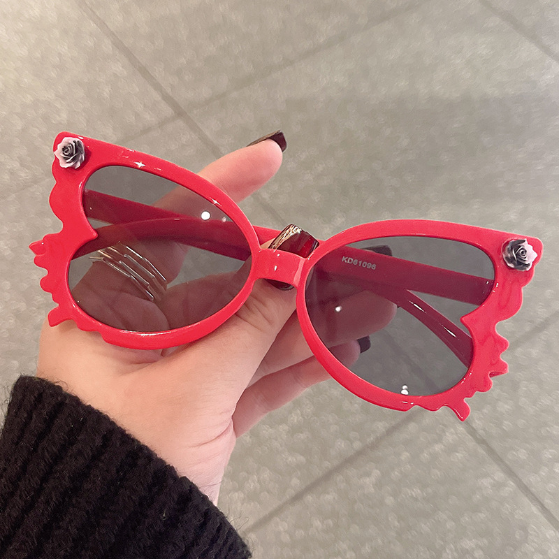 Mieli kūdikių gėlių formos akiniai nuo saulės, moteriški madingi saldainių spalvos vaikiški akiniai, madingi drugelio formos vaikiški dekoratyviniai akiniai nuo saulės