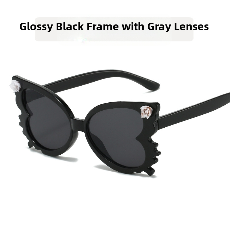 Mieli kūdikių gėlių formos akiniai nuo saulės, moteriški madingi saldainių spalvos vaikiški akiniai, madingi drugelio formos vaikiški dekoratyviniai akiniai nuo saulės