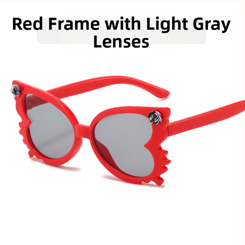 Mieli kūdikių gėlių formos akiniai nuo saulės, moteriški madingi saldainių spalvos vaikiški akiniai, madingi drugelio formos vaikiški dekoratyviniai akiniai nuo saulės