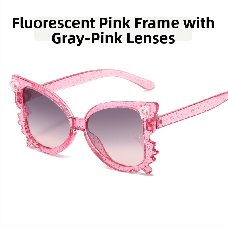 Mieli kūdikių gėlių formos akiniai nuo saulės, moteriški madingi saldainių spalvos vaikiški akiniai, madingi drugelio formos vaikiški dekoratyviniai akiniai nuo saulės