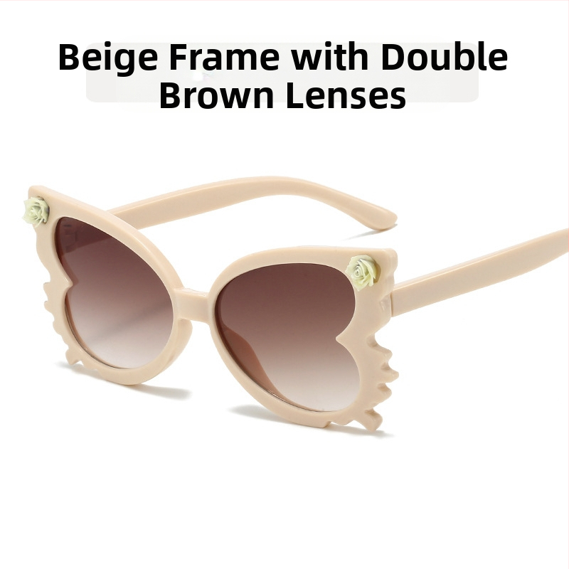 Mieli kūdikių gėlių formos akiniai nuo saulės, moteriški madingi saldainių spalvos vaikiški akiniai, madingi drugelio formos vaikiški dekoratyviniai akiniai nuo saulės