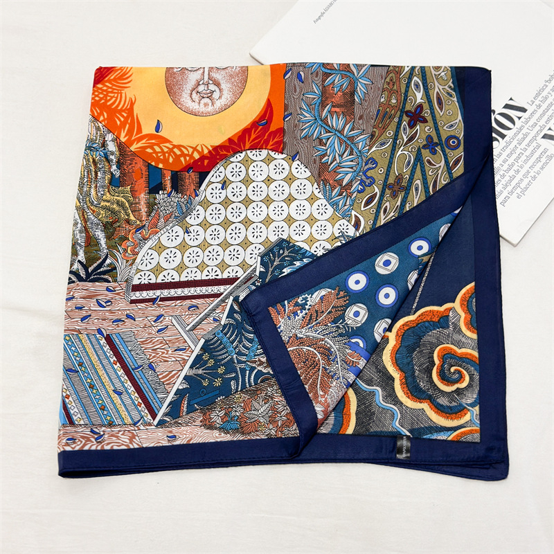 2024. aasta uus stiil elegantne kõrgekvaliteediline trükitud siidisall Korea stiilis mood 70 väikese ruuduga sall, mis sobib igasuguste naiste dekoratiivse salliga