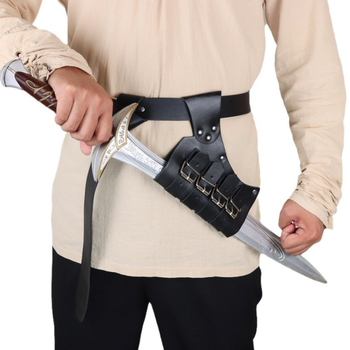 Mõõgakomplekt välistingimustes kasutatavate vehklemisriidetega, PU keskaegse cosplay viikingisõdalase tupega, nahast sooviplahvatusega