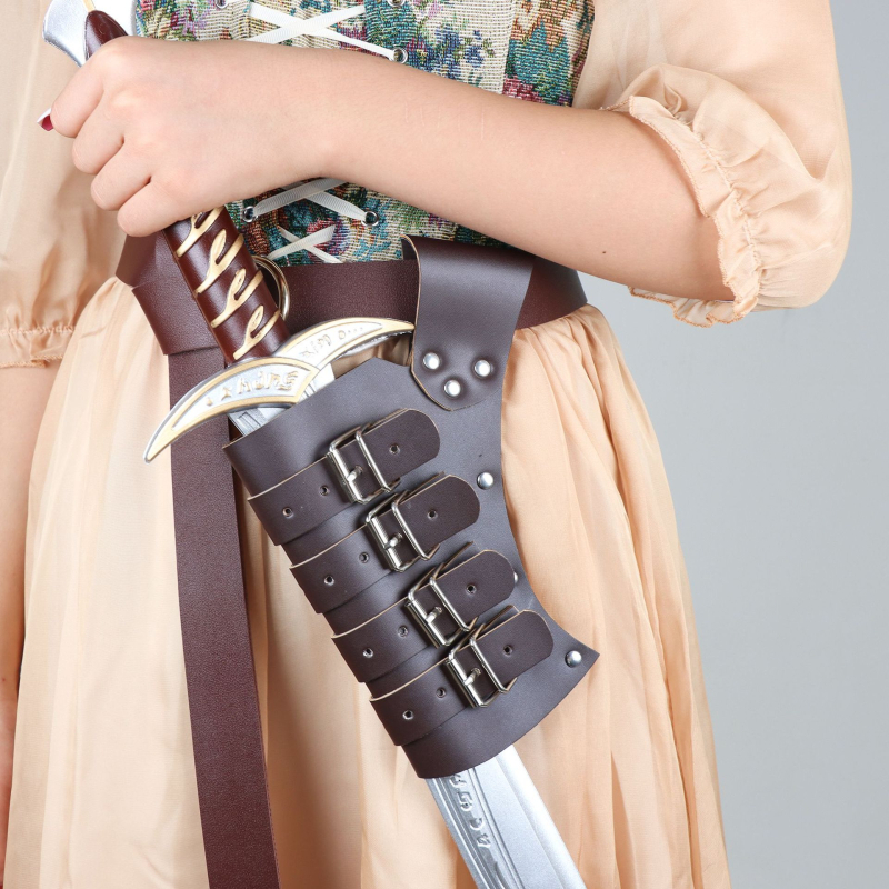 Mõõgakomplekt välistingimustes kasutatavate vehklemisriidetega, PU keskaegse cosplay viikingisõdalase tupega, nahast sooviplahvatusega