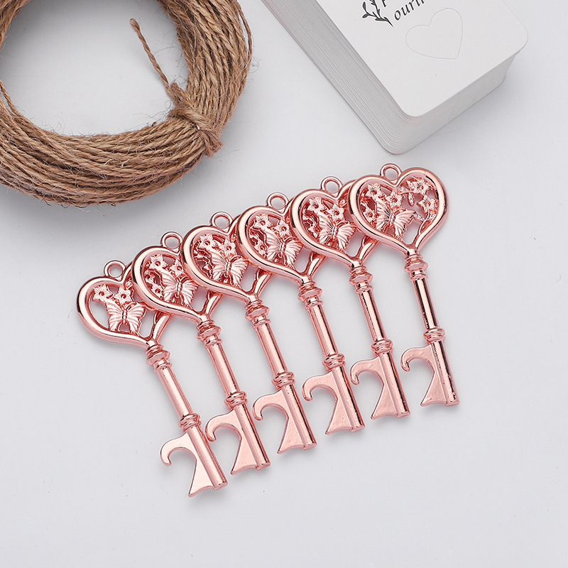 Vestuvių reikmenys, drugelio raktas, butelių atidarytuvas, kūrybingas viešbučio vestuvių dekoravimas, mažas alaus pakabukas, raktų pakabukas