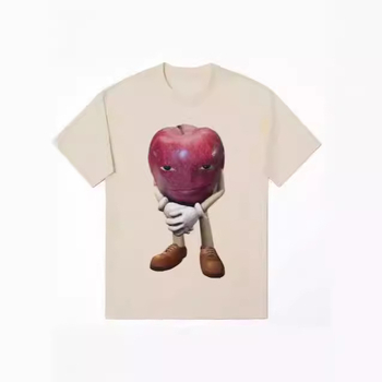 Νέο, διασυνοριακό, ανδρικό και γυναικείο μπλουζάκι υψηλής ποιότητας, με τρισδιάστατη εκτύπωση και στρογγυλή λαιμόκοψη, για άνδρες και γυναίκες, υψηλής ποιότητας, με ενδιαφέρον σχέδιο μήλου.