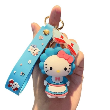 Kuum müük kleit KT kass võtmehoidja koomiksianimatsioon PVC nukk kass kott ripats auto võtmehoidja ripats