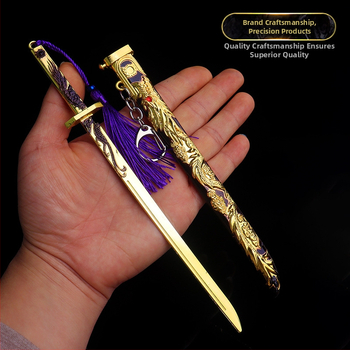 Viščiukus ėdantis žaislas senovės miesto šnipas penkių nagų auksinis drakonas šokinėjantis peilis Tang Heng lydinio ginklo modelis berniukiškas žaislinis peilis dovana