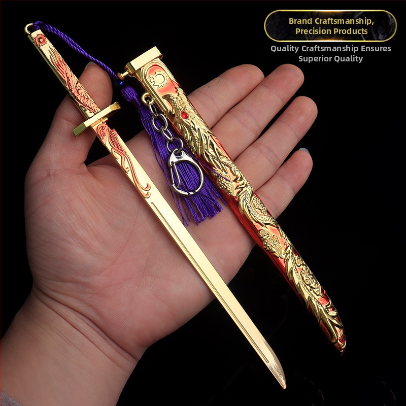 Viščiukus ėdantis žaislas senovės miesto šnipas penkių nagų auksinis drakonas šokinėjantis peilis Tang Heng lydinio ginklo modelis berniukiškas žaislinis peilis dovana