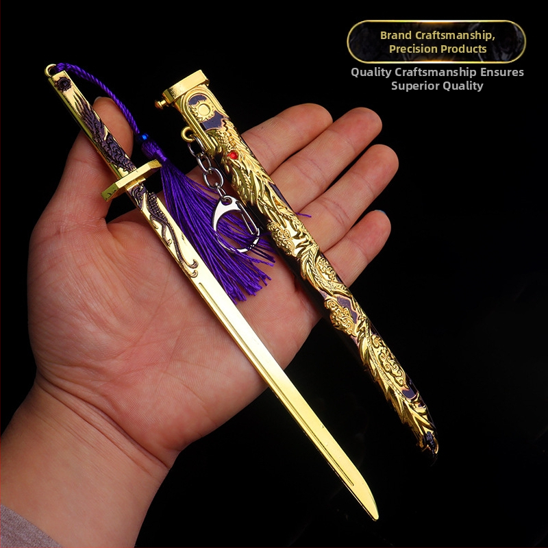 Viščiukus ėdantis žaislas senovės miesto šnipas penkių nagų auksinis drakonas šokinėjantis peilis Tang Heng lydinio ginklo modelis berniukiškas žaislinis peilis dovana