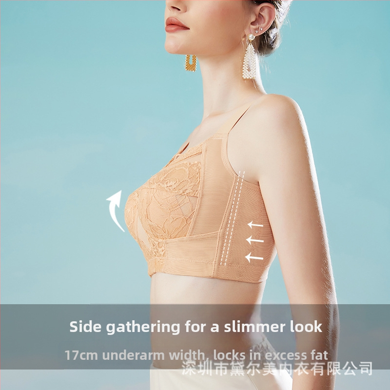 Дамско бельо с голяма талия, тънка чашка и увиснали гърди, удобен регулируем сутиен за големи гърди