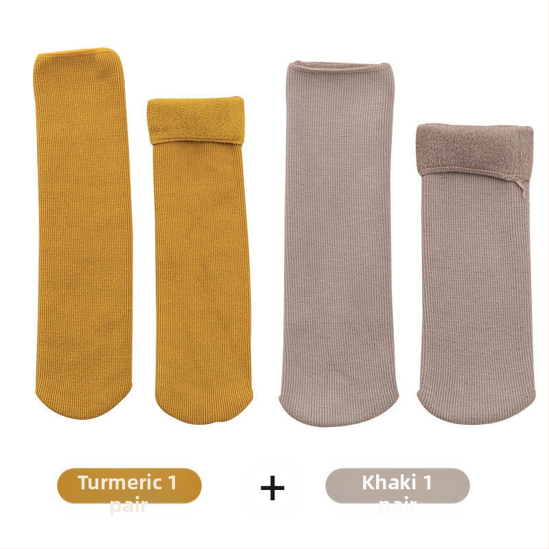 Naiste poolsääreni ulatuvad fliisvoodriga paksud villased sokid, soojad froteest sügis- ja talveune sokid, ühevärvilised põrandasokid