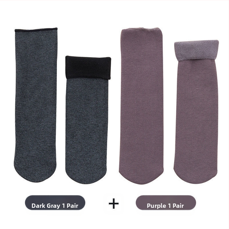 Naiste poolsääreni ulatuvad fliisvoodriga paksud villased sokid, soojad froteest sügis- ja talveune sokid, ühevärvilised põrandasokid